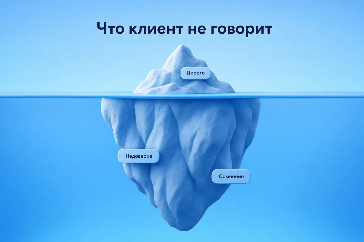 Глиняный айсберг с маленькой верхушкой и большой скрытой частью