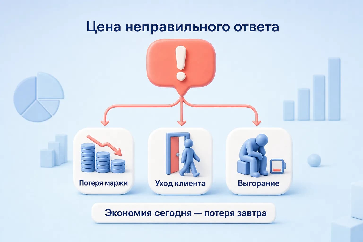 Схема трёх последствий неправильного ответа на жалобу клиента