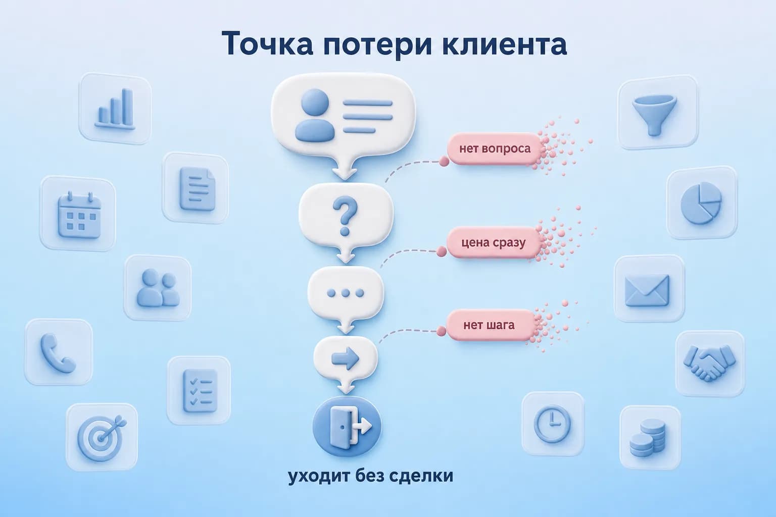 Диагностическая схема утечки клиента на этапах разговора